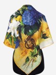Finezyjna dwustronna apaszka damska 65x65cm, A86, żakardowy jedwab z nadrukiem